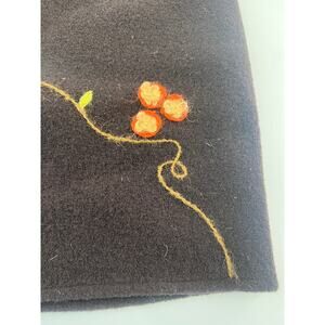 Willi Smith Wool Skirt Womens Size 8 Brown Short Work Embroidery Flower Work